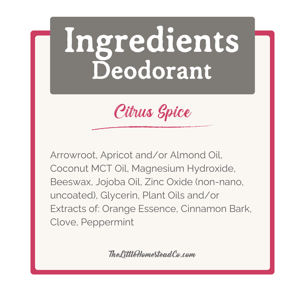 Deodorant Cream ~ Citrus Spice
